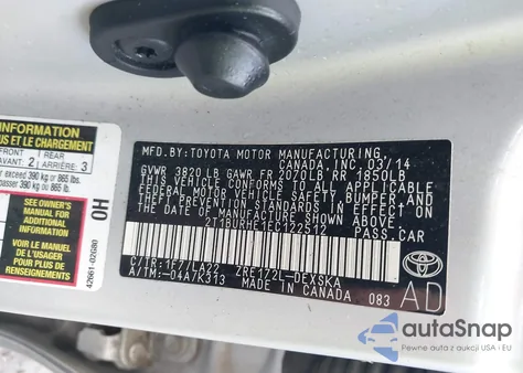 2014 Toyota Corolla S Premium z USA, uszkodzony, nr VIN 2T1BURHE1EC122512